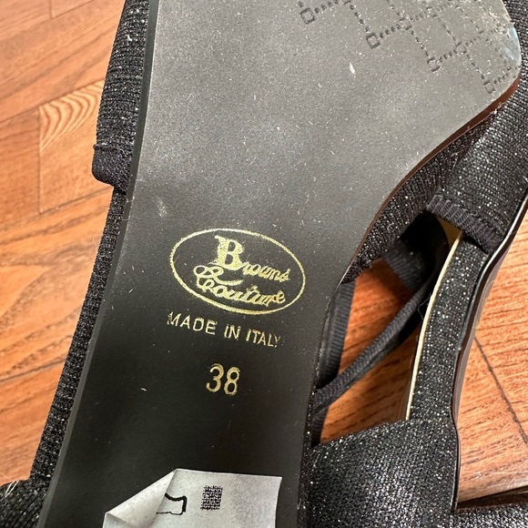 Browns Couture Delphina Black Sparkle Block Heel Shoe - Picture 7 of 9